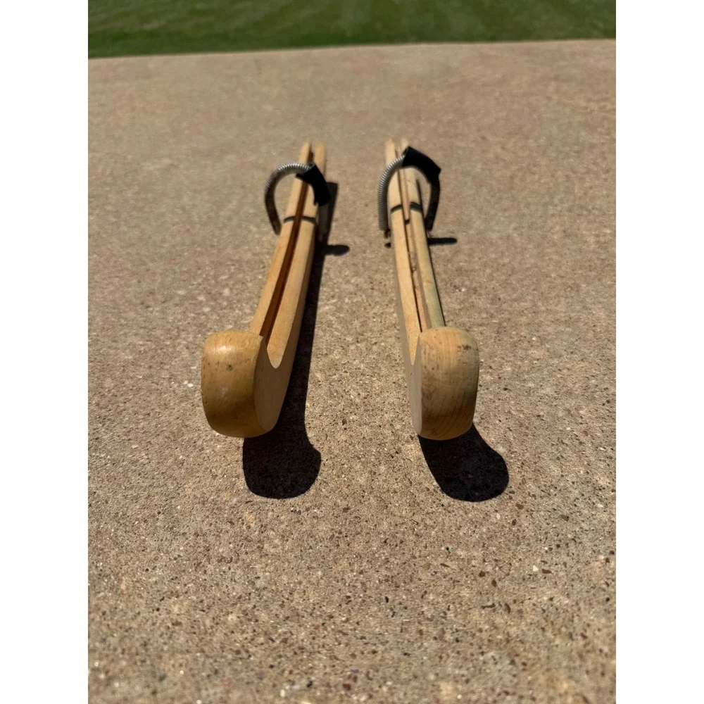 Vintage Wooden Ice Skate Blade Covers Guards. Total Length 12 in. Long - Picture 4 of 10